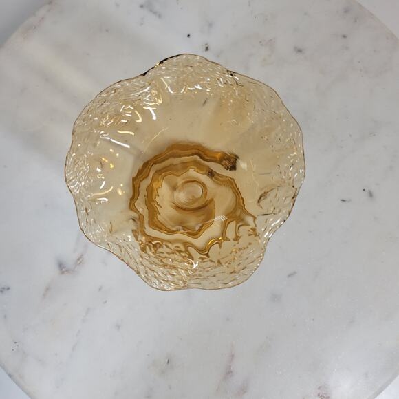 Vintage Handblown Glass Flower Vase 5" Amber Swirl Stem Murano Elegant - Picture 7 of 13